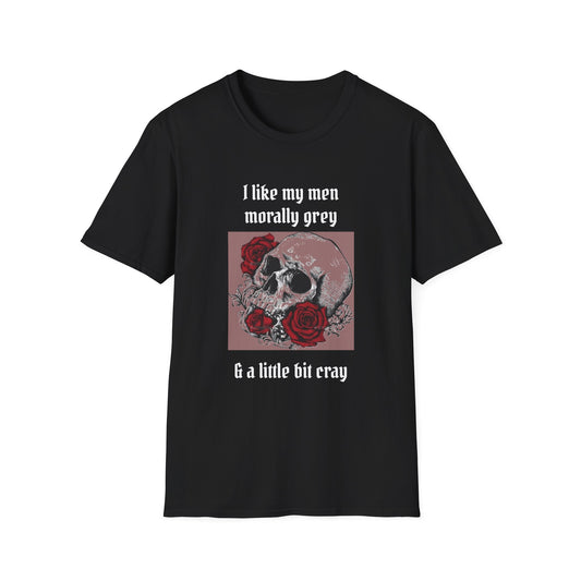 Morally Grey Skull T-Shirt, Dark Humor Tee, Unisex Graphic Shirt, Trendy Casual Wear, Perfect for Gifts or Fun Days Out