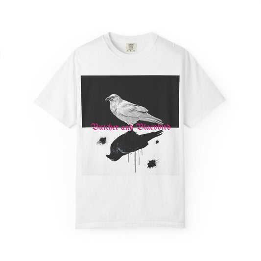 Stylish Unisex Garment-Dyed T-Shirt with Artistic Bird Print, Casual Wear, Graphic Tee, Gift for Bird Lovers, Streetwear