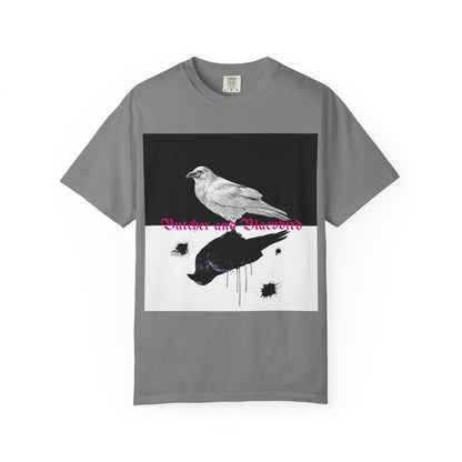 Stylish Unisex Garment-Dyed T-Shirt with Artistic Bird Print, Casual Wear, Graphic Tee, Gift for Bird Lovers, Streetwear