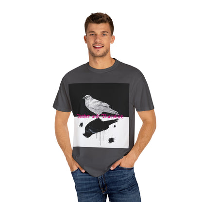 Stylish Unisex Garment-Dyed T-Shirt with Artistic Bird Print, Casual Wear, Graphic Tee, Gift for Bird Lovers, Streetwear