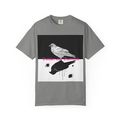 Stylish Unisex Garment-Dyed T-Shirt with Artistic Bird Print, Casual Wear, Graphic Tee, Gift for Bird Lovers, Streetwear