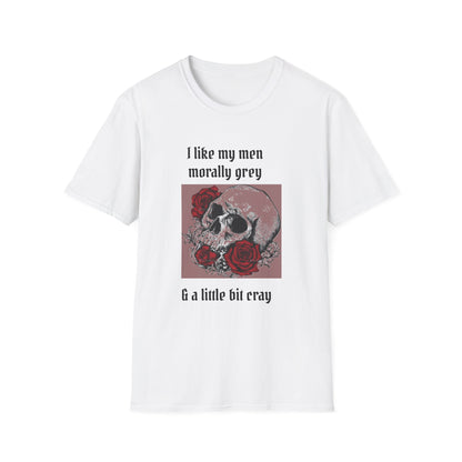 Morally Grey Skull T-Shirt, Dark Humor Tee, Unisex Graphic Shirt, Trendy Casual Wear, Perfect for Gifts or Fun Days Out