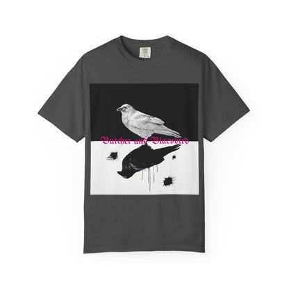 Stylish Unisex Garment-Dyed T-Shirt with Artistic Bird Print, Casual Wear, Graphic Tee, Gift for Bird Lovers, Streetwear