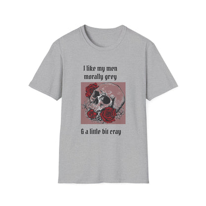 Morally Grey Skull T-Shirt, Dark Humor Tee, Unisex Graphic Shirt, Trendy Casual Wear, Perfect for Gifts or Fun Days Out