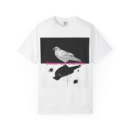 Stylish Unisex Garment-Dyed T-Shirt with Artistic Bird Print, Casual Wear, Graphic Tee, Gift for Bird Lovers, Streetwear