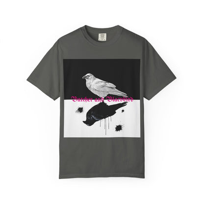 Stylish Unisex Garment-Dyed T-Shirt with Artistic Bird Print, Casual Wear, Graphic Tee, Gift for Bird Lovers, Streetwear